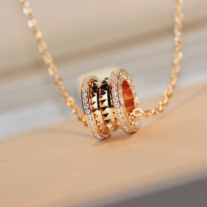 [⭐Lioran]ZERO 1 ROCK PEDANT PINK GOLD NECKLACE