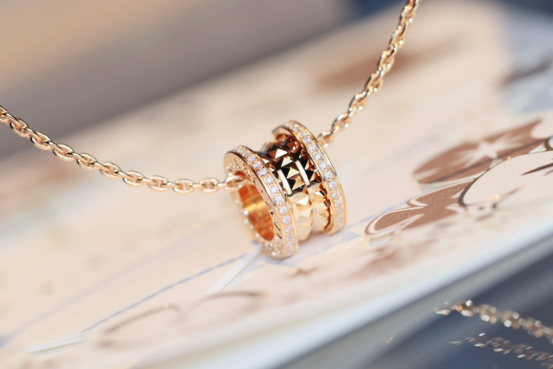 [⭐Lioran]ZERO 1 ROCK PEDANT PINK GOLD NECKLACE