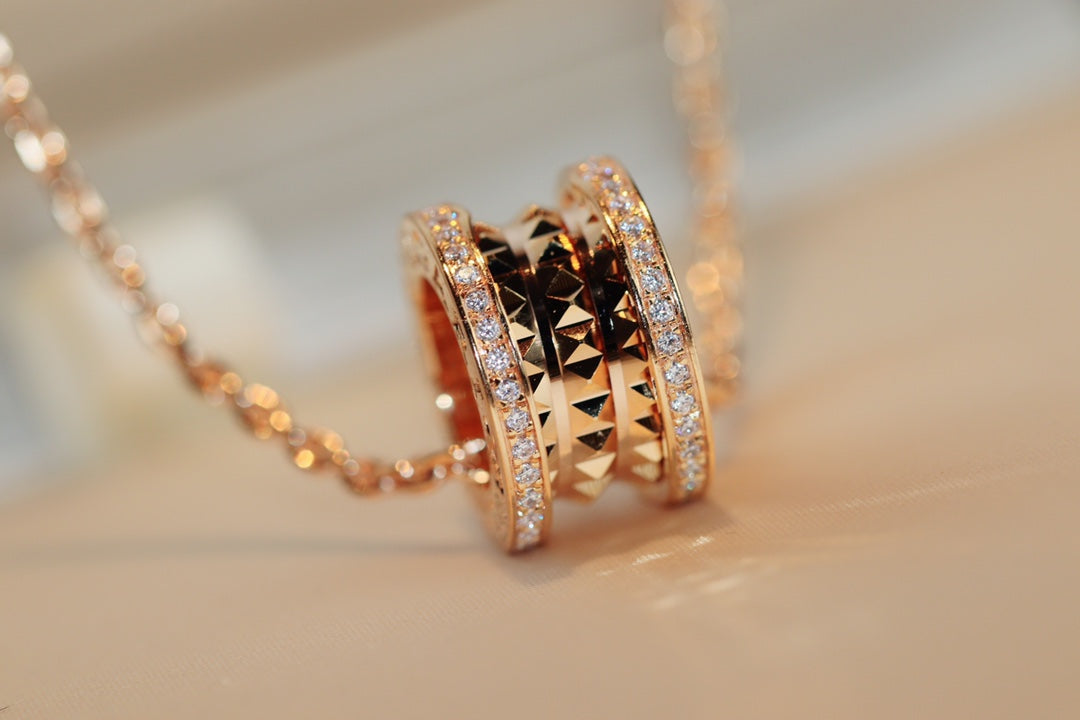 [⭐Lioran]ZERO 1 ROCK PEDANT PINK GOLD NECKLACE