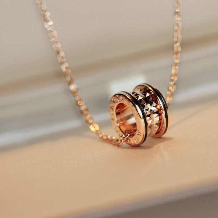 [⭐Lioran]ZERO 1 ROCK PEDANT PINK GOLD BLACK NECKLACE