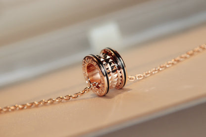 [⭐Lioran]ZERO 1 ROCK PEDANT PINK GOLD BLACK NECKLACE