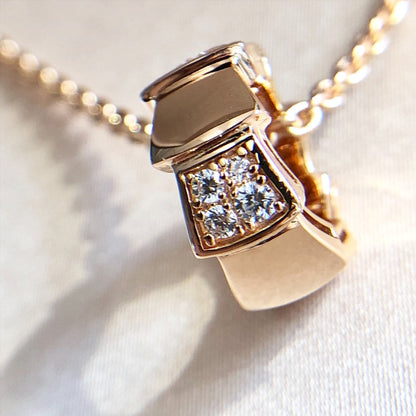 [⭐Lioran]SERPENTI PEDANT DIAMOND PINK GOLD NECKLACE