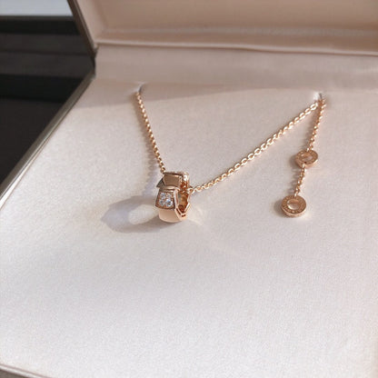 [⭐Lioran]SERPENTI PEDANT DIAMOND PINK GOLD NECKLACE