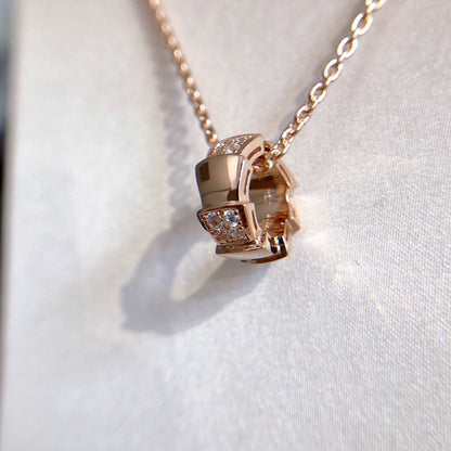 [⭐Lioran]SERPENTI PEDANT DIAMOND PINK GOLD NECKLACE