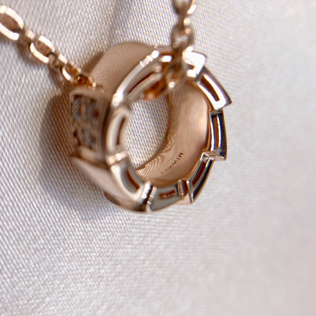 [⭐Lioran]SERPENTI PEDANT DIAMOND PINK GOLD NECKLACE