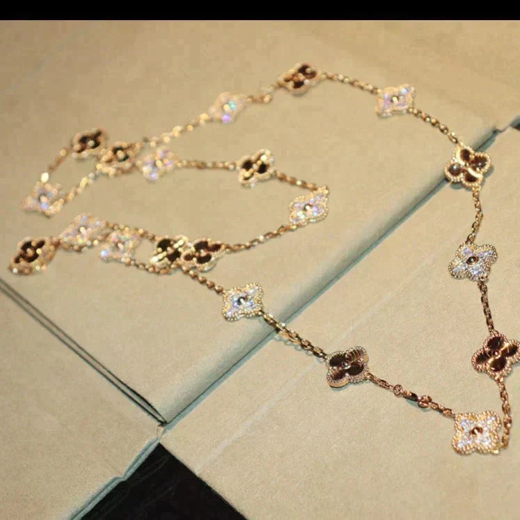 [⭐Lioran]CLOVER 20 MOTIFS LASER DIAMOND NECKLACE
