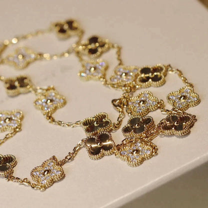 [⭐Lioran]CLOVER 20 MOTIFS LASER DIAMOND NECKLACE