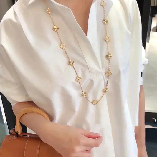 [⭐Lioran]CLOVER 20 MOTIFS LASER DIAMOND NECKLACE