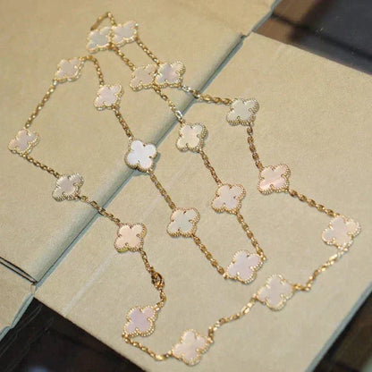 [⭐Lioran]CLOVER 20 MOTIFS WHITE MOP NECKLACE