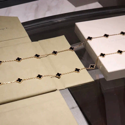 [⭐Lioran]CLOVER 20 MOTIFS ONYX NECKLACE