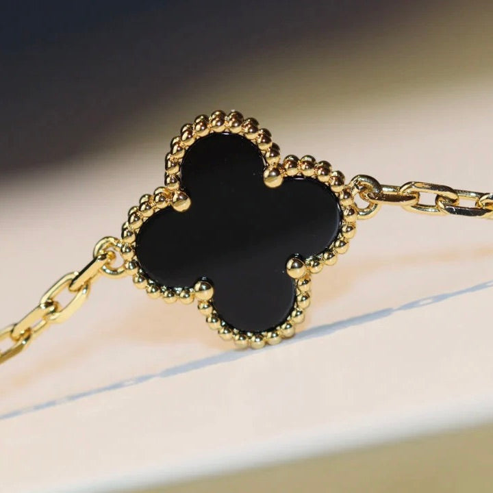 [⭐Lioran]CLOVER 20 MOTIFS ONYX NECKLACE