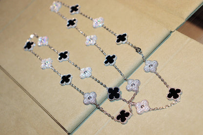 [⭐Lioran]CLOVER 20 MOTIFS ONYX DIAMOND SILVER