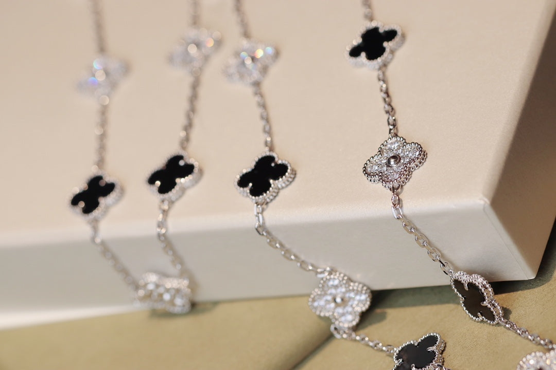[⭐Lioran]CLOVER 20 MOTIFS ONYX DIAMOND SILVER
