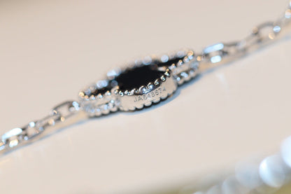 [⭐Lioran]CLOVER 20 MOTIFS ONYX DIAMOND SILVER