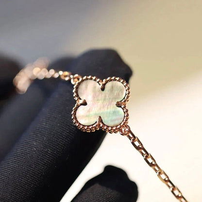 [⭐Lioran]CLOVER 20 MOTIFS DARK MOP DIAMOND  NECKLACE
