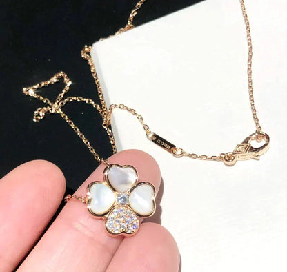 [⭐Lioran]CLOVER MOP DIAMOND ROSE GOLD NECKLACE