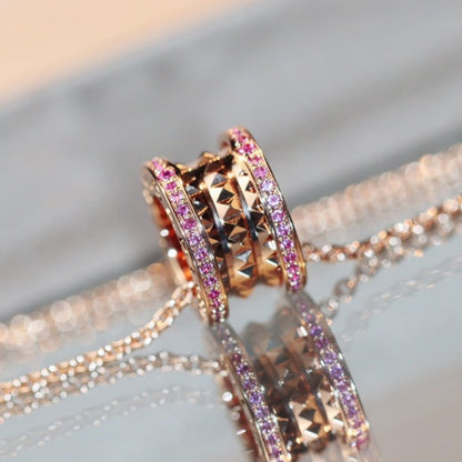 [⭐Lioran]ZERO 1 ROCK PINK GOLD PINK DIAMOND NECKLACE