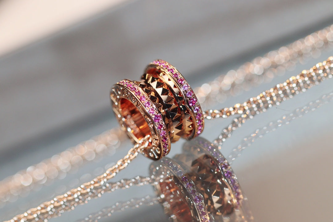 [⭐Lioran]ZERO 1 ROCK PINK GOLD PINK DIAMOND NECKLACE