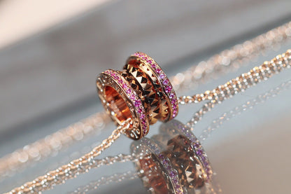 [⭐Lioran]ZERO 1 ROCK PINK GOLD PINK DIAMOND NECKLACE