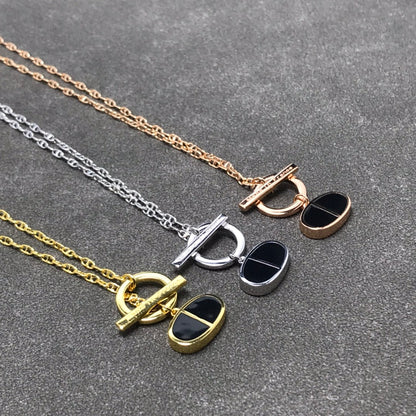 [⭐Lioran]CHAINE VERSO BLACK CERAMIC  NECKLACE