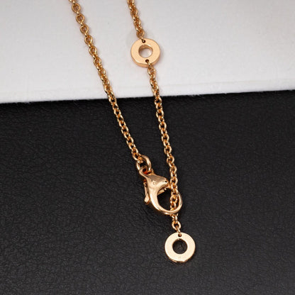 [⭐Lioran]ZERO 1 WHITE CERAMIC PINK GOLD DIAMOND NECKLACE