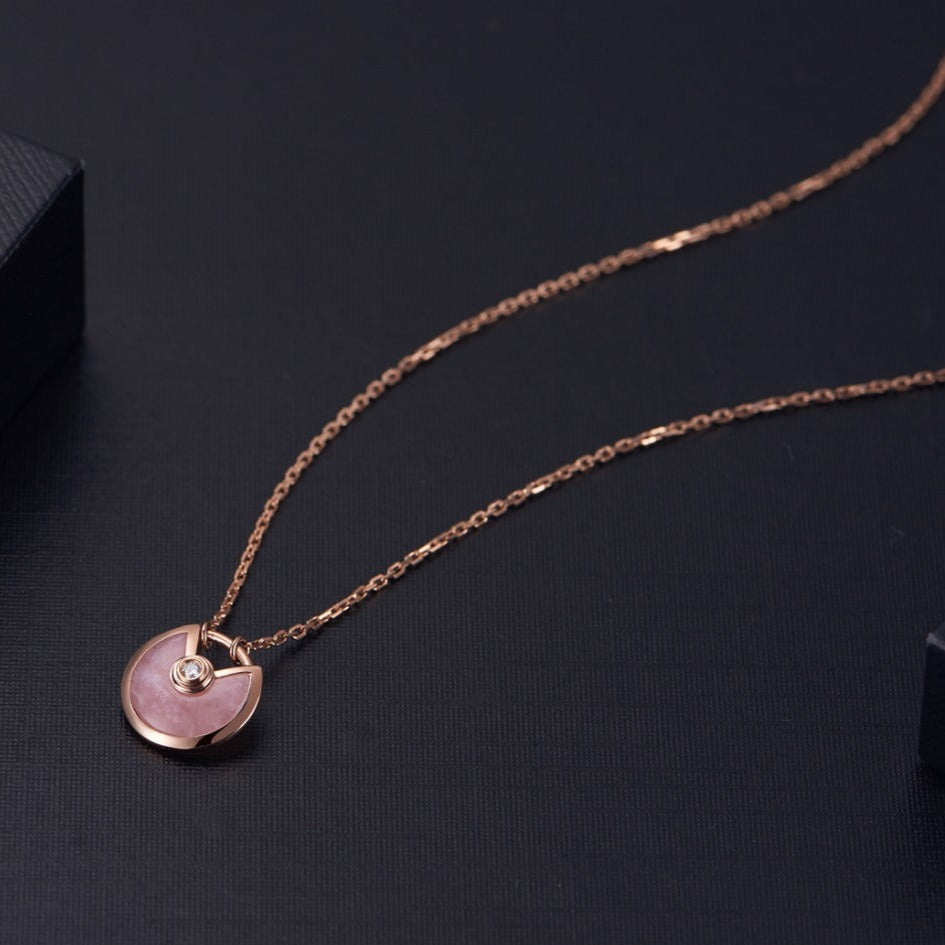 [⭐Lioran]AMULETTE ROSE GOLD PINK MOP NECKLACE