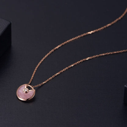 [⭐Lioran]AMULETTE ROSE GOLD PINK MOP NECKLACE
