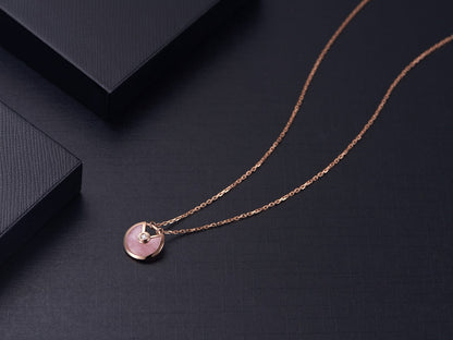 [⭐Lioran]AMULETTE ROSE GOLD PINK MOP NECKLACE