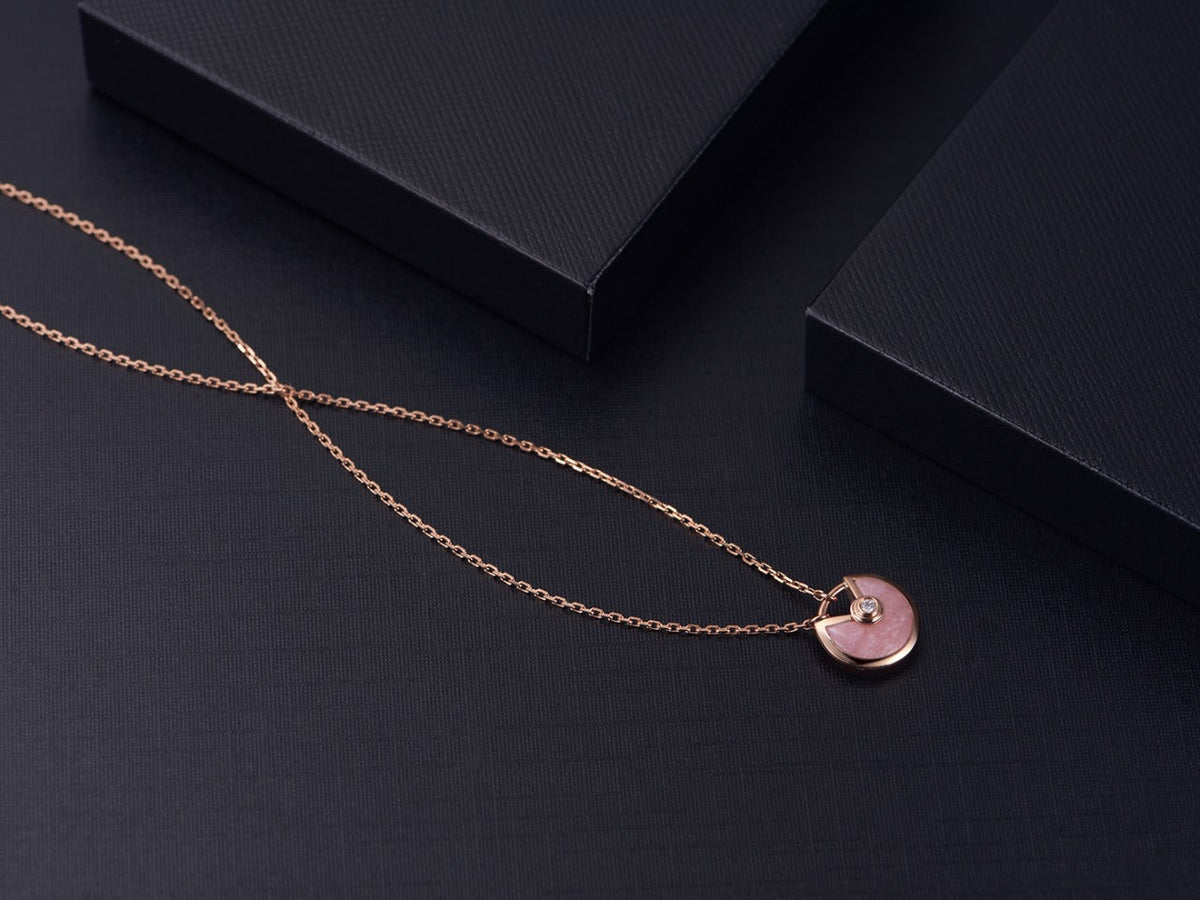 [⭐Lioran]AMULETTE ROSE GOLD PINK MOP NECKLACE