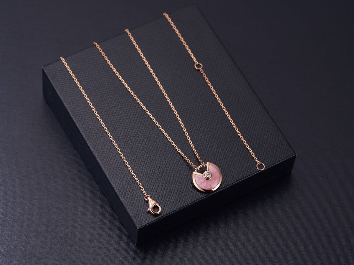 [⭐Lioran]AMULETTE ROSE GOLD PINK MOP NECKLACE