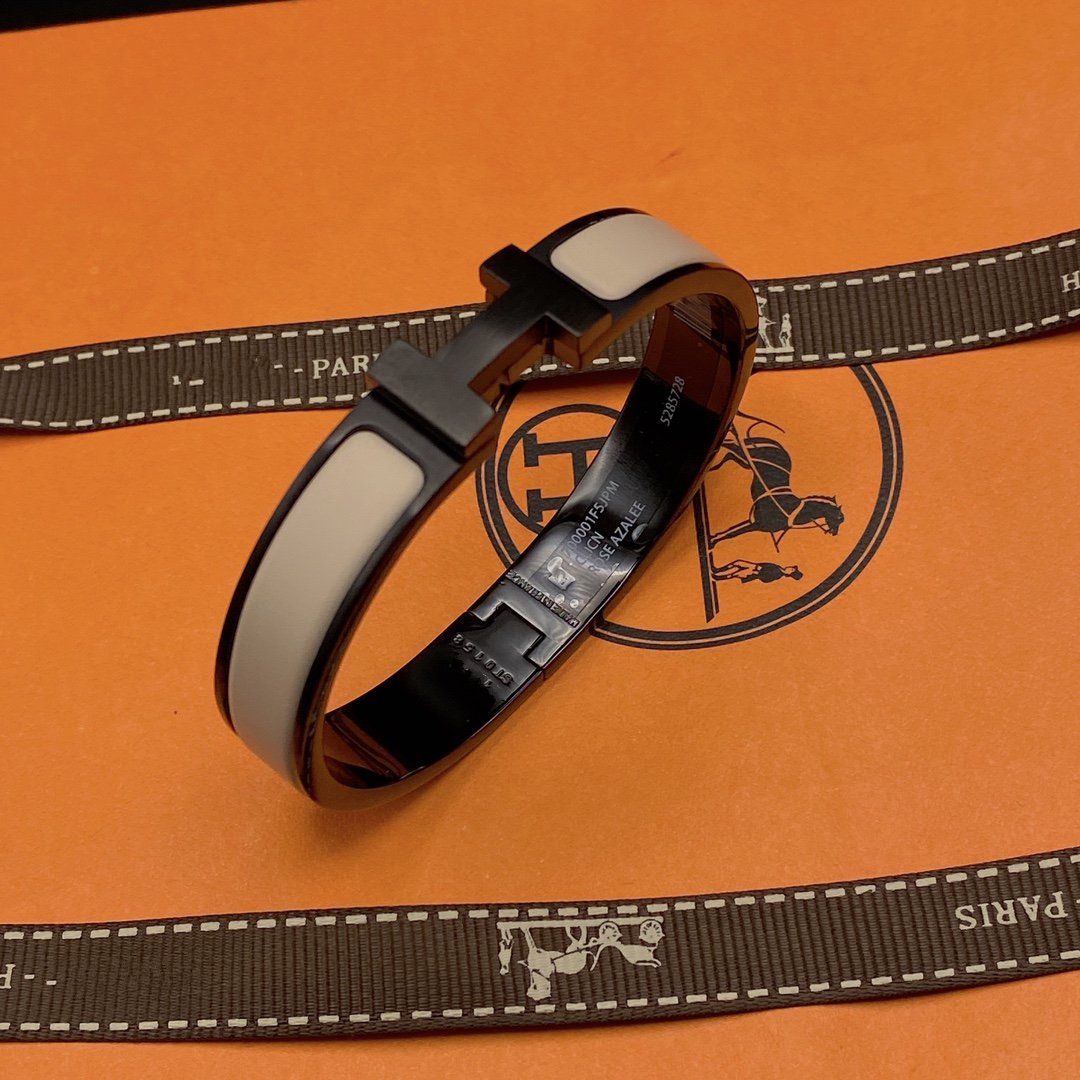 [⭐Lioran]H BRACELET 12MM BLACK BEIGE CERAMIC