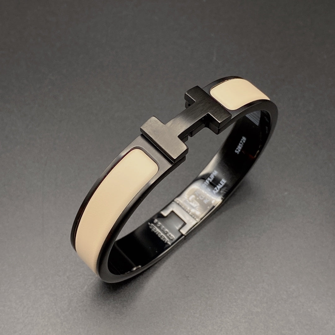 [⭐Lioran]H BRACELET 12MM BLACK BEIGE CERAMIC