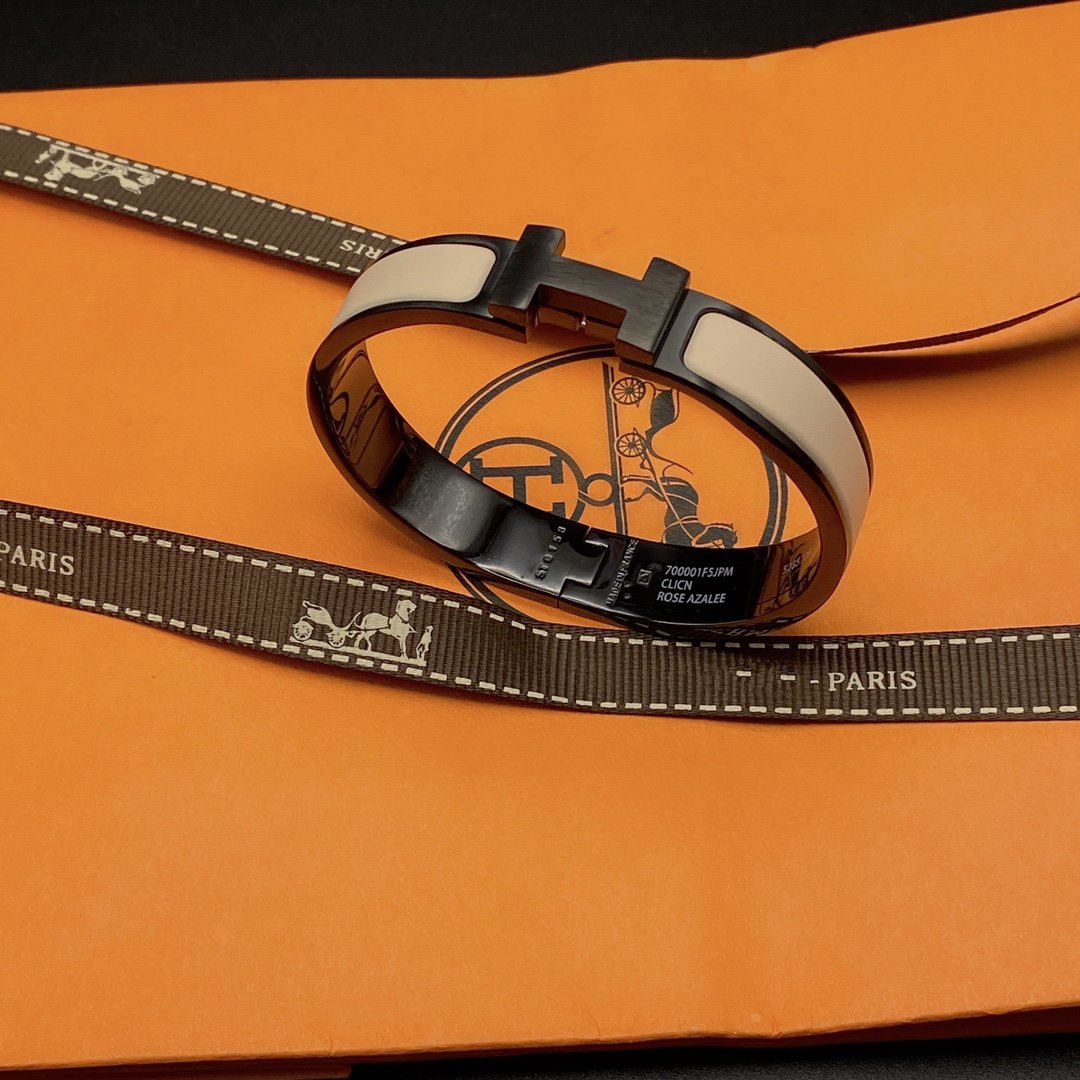[⭐Lioran]H BRACELET 12MM BLACK BEIGE CERAMIC