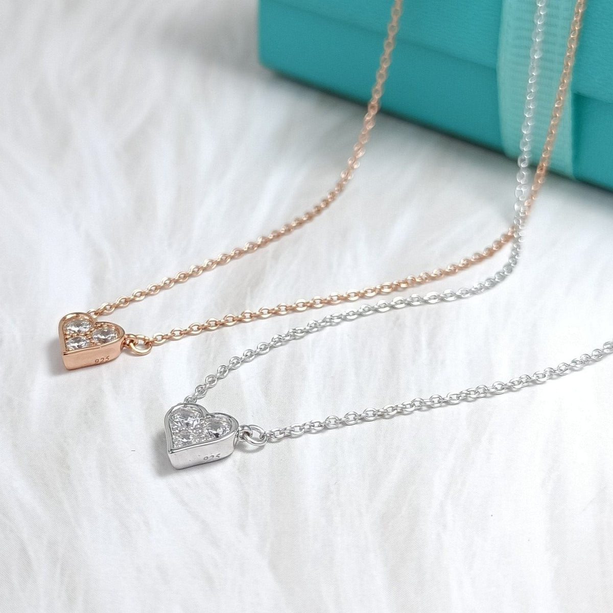 [Lioran]HEART 3 DIAMONDS PEDANT NECKLACE