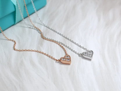[Lioran]HEART 3 DIAMONDS PEDANT NECKLACE