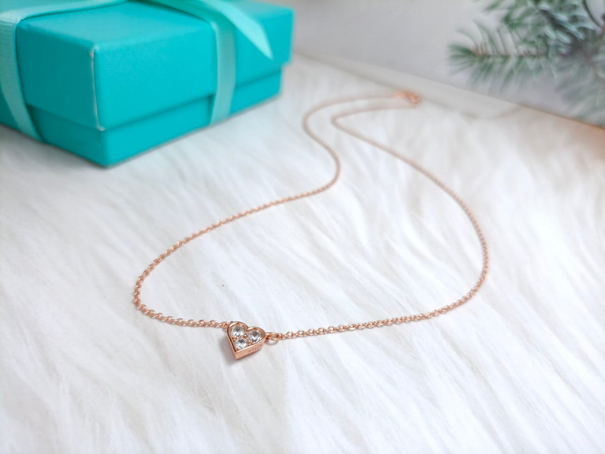 [Lioran]HEART 3 DIAMONDS PEDANT NECKLACE