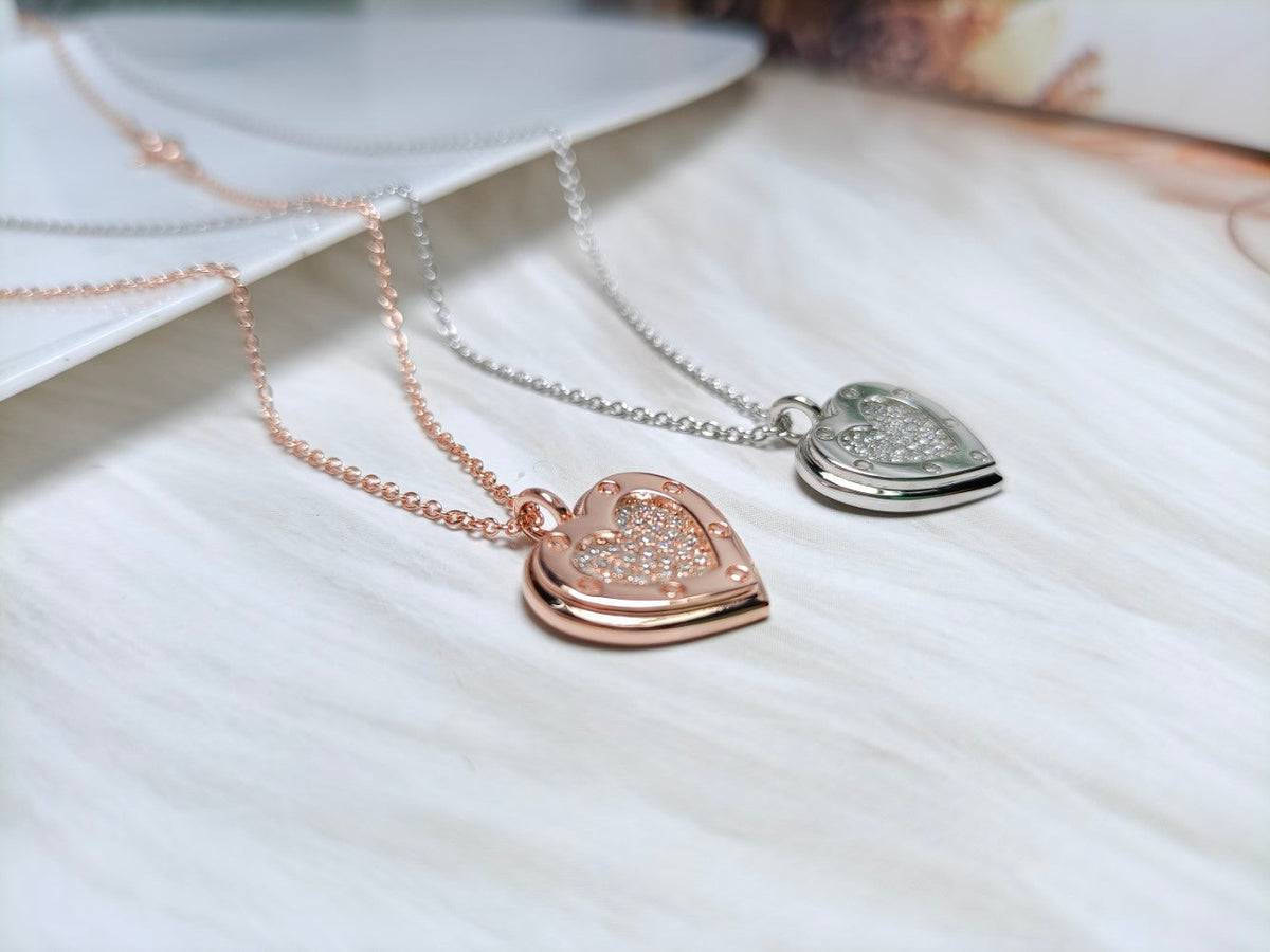 [Lioran]HEART DIAMONDS PEDANT NECKLACE