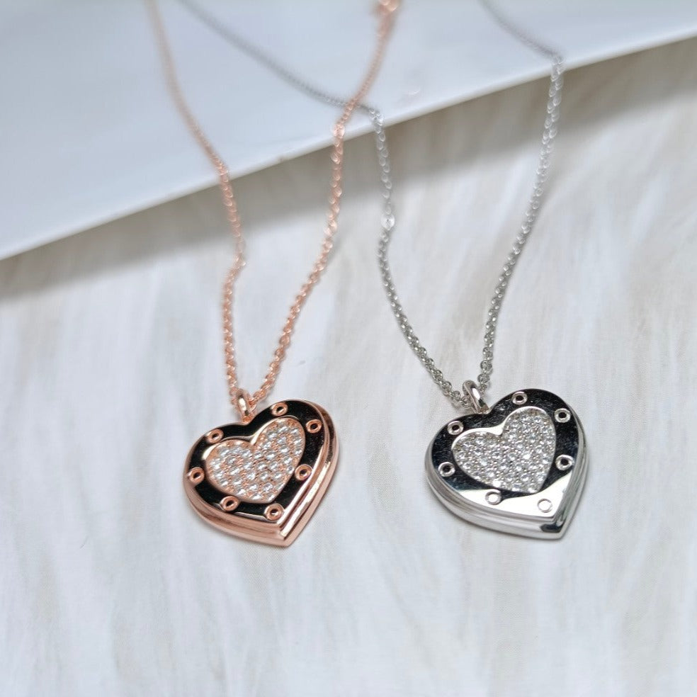 [Lioran]HEART DIAMONDS PEDANT NECKLACE