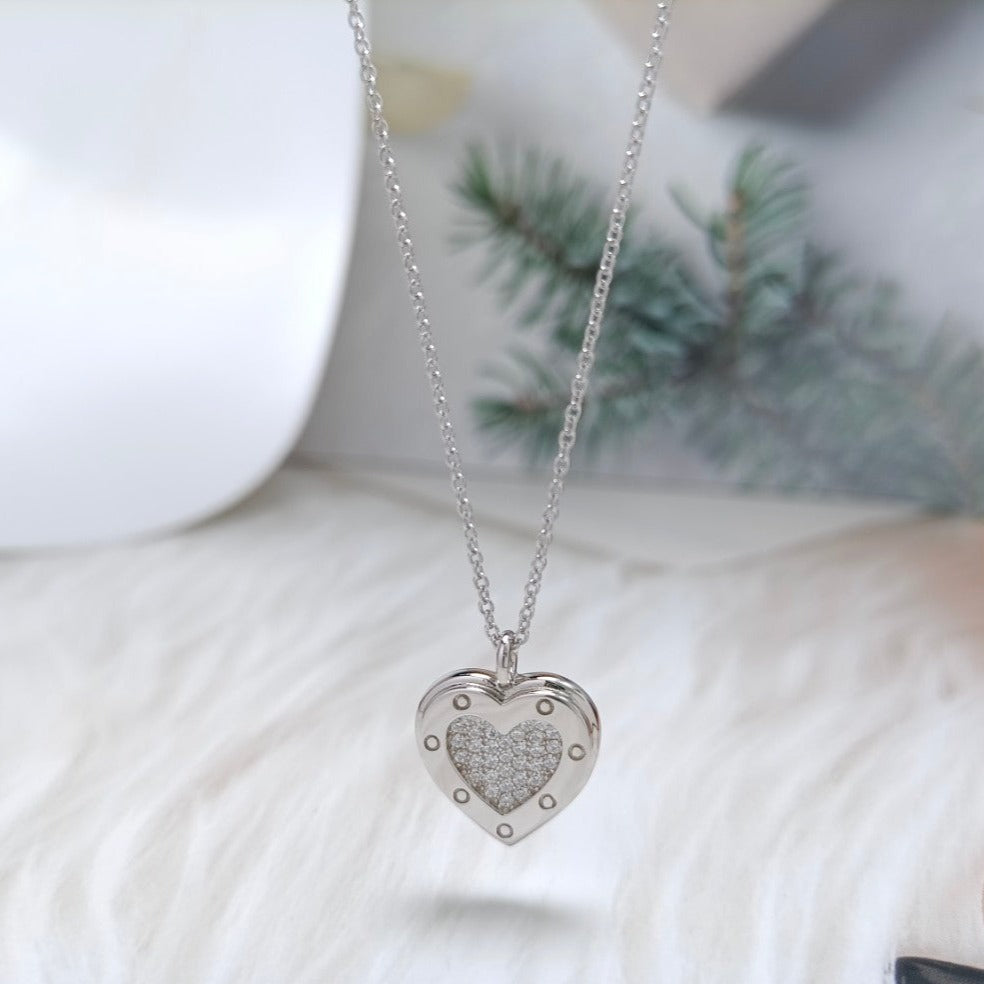 [Lioran]HEART DIAMONDS PEDANT NECKLACE