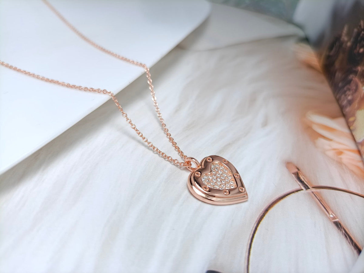 [Lioran]HEART DIAMONDS PEDANT NECKLACE