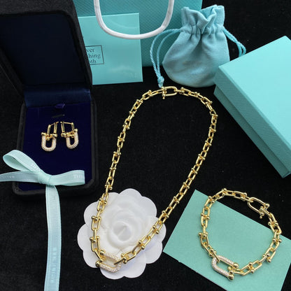 [Lioran]HARDWEAR LINK DIAMOND GOLD EARRINGS