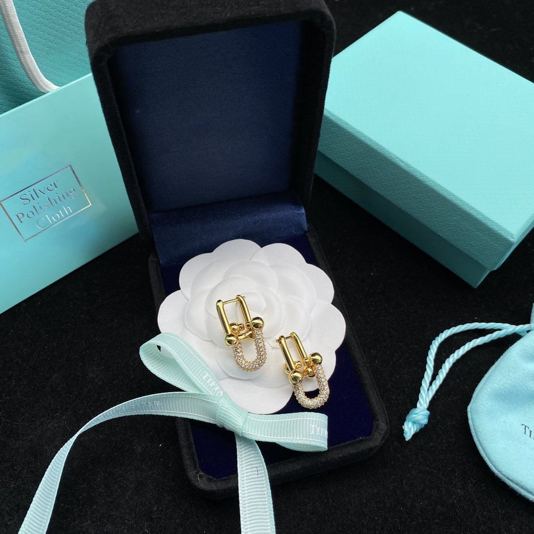 [Lioran]HARDWEAR LINK DIAMOND GOLD EARRINGS