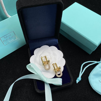 [Lioran]HARDWEAR LINK DIAMOND GOLD EARRINGS