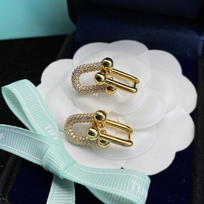 [Lioran]HARDWEAR LINK DIAMOND GOLD EARRINGS