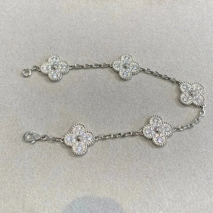 [⭐Lioran] CLOVER 5 MOTIF FULL DIAMOND BRACELET COLLECTION