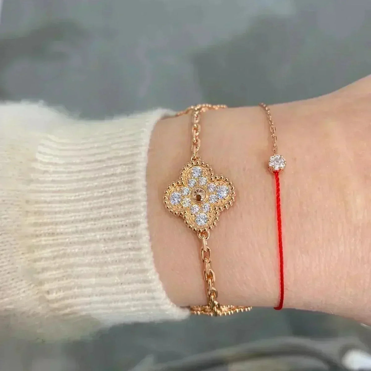 [⭐Lioran] CLOVER 5 MOTIF FULL DIAMOND BRACELET COLLECTION
