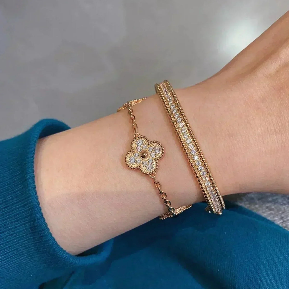 [⭐Lioran] CLOVER 5 MOTIF FULL DIAMOND BRACELET COLLECTION