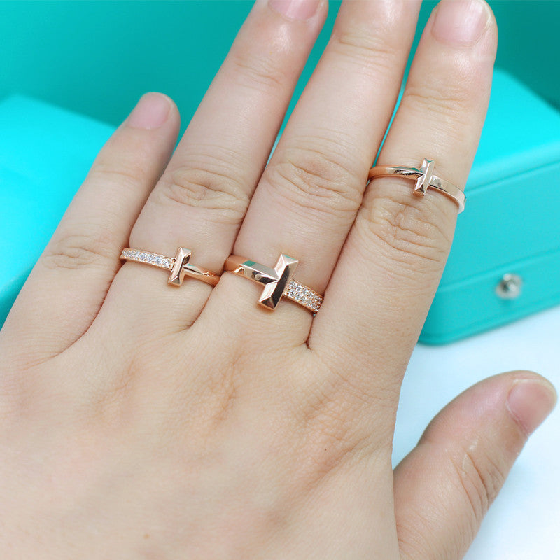 [Lioran]T1 NARROW DIAMOND PINK GOLD RING