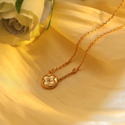 [⭐Lioran]SUN PEDANT PINK GOLD 1 DIAMOND NECKLACE