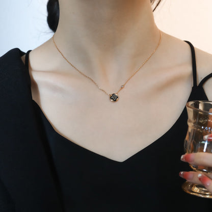 [⭐Lioran]SUN PEDANT PINK GOLD 1 DIAMOND NECKLACE